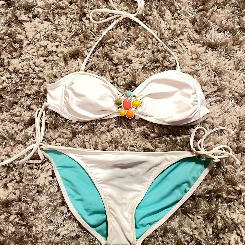 Xhilaration White and Aqua Bikini